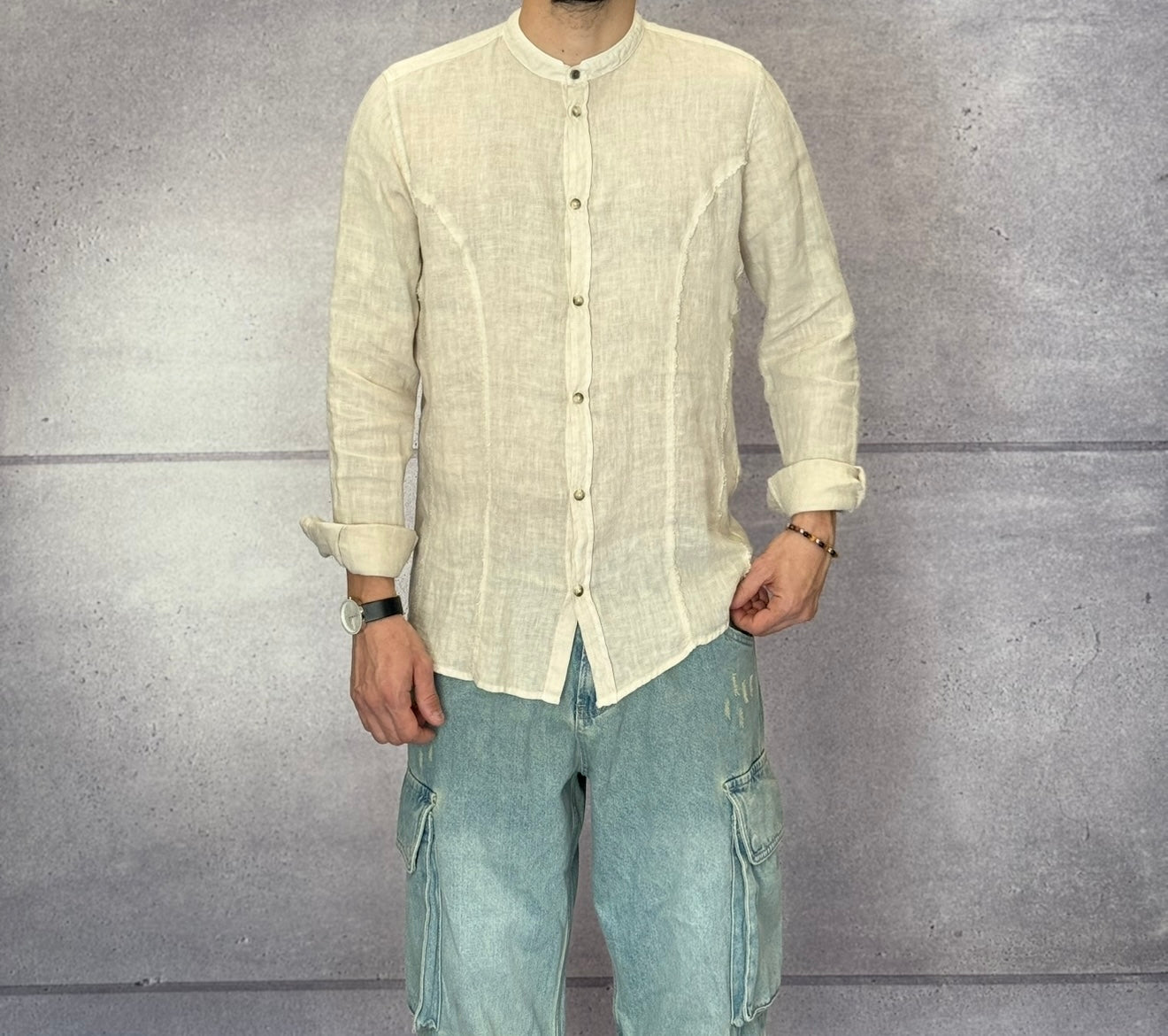 CAMICIA COREANA IN LINO - BERNA - *ART. 240424