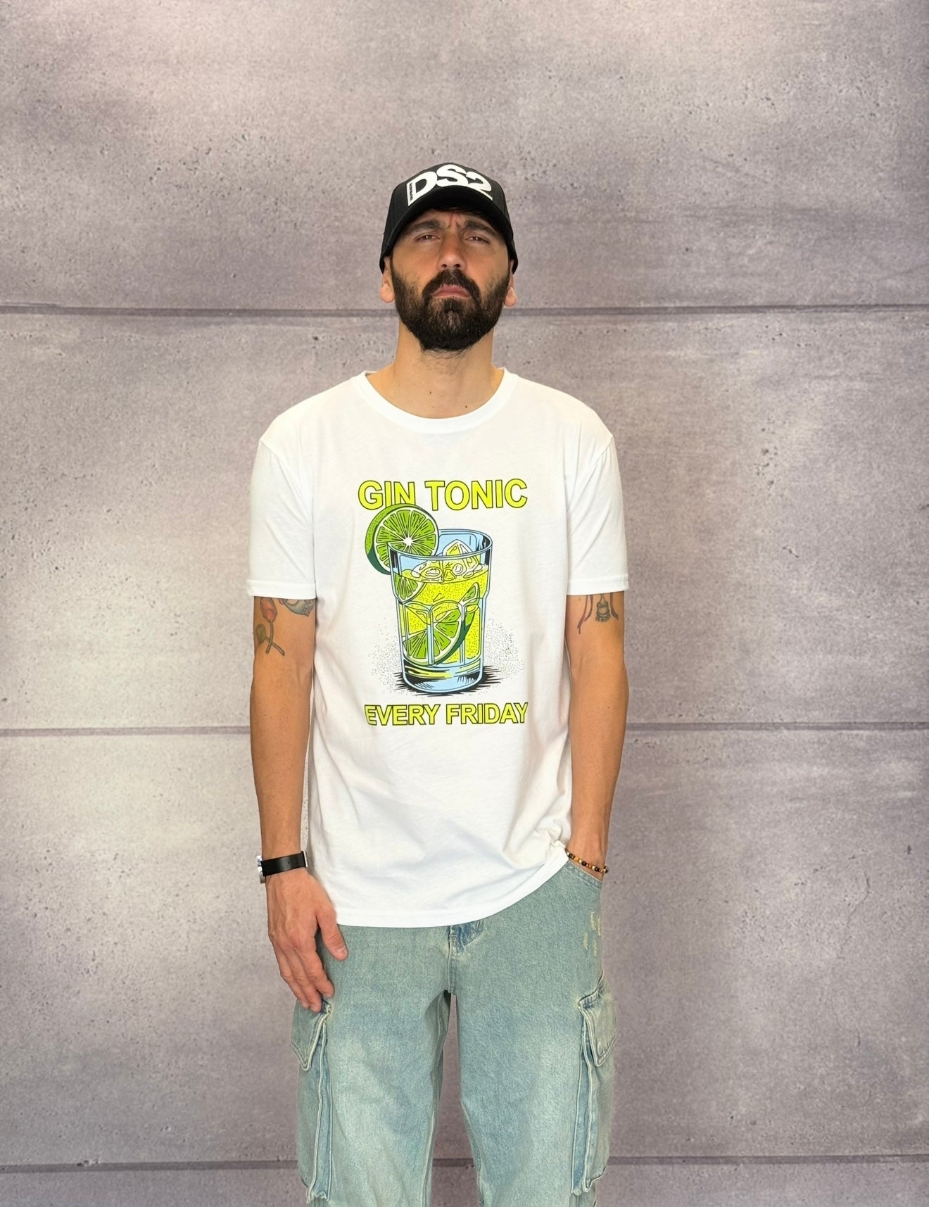 T-SHIRT SPACCHI STAMPA GIN TONIC - BERNA - ART. 2512962 - COL. BIANCO