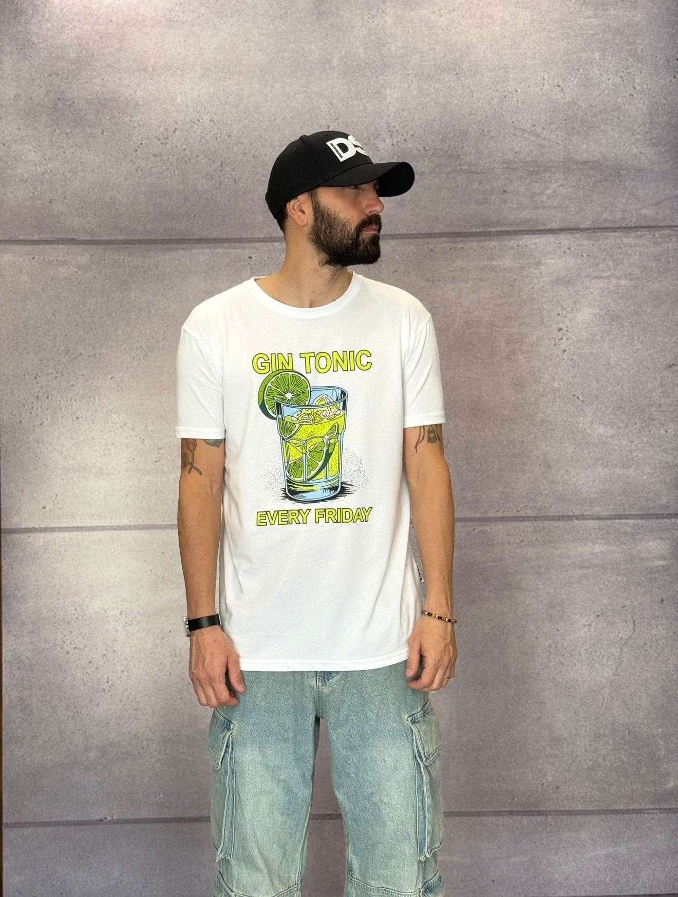 T-SHIRT SPACCHI STAMPA GIN TONIC - BERNA - ART. 2512962 - COL. BIANCO