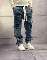JEANS CARGO ELASTICO IN VITA - NEW JOB BRAND - ART. MARMO - COL. DENIM