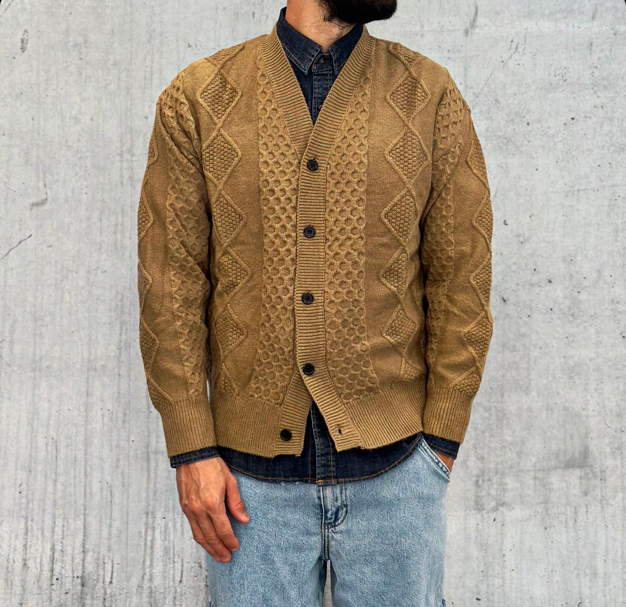 CARDIGAN - BERNA-  ART. 246040608 - COL. CARAMEL / VERDE
