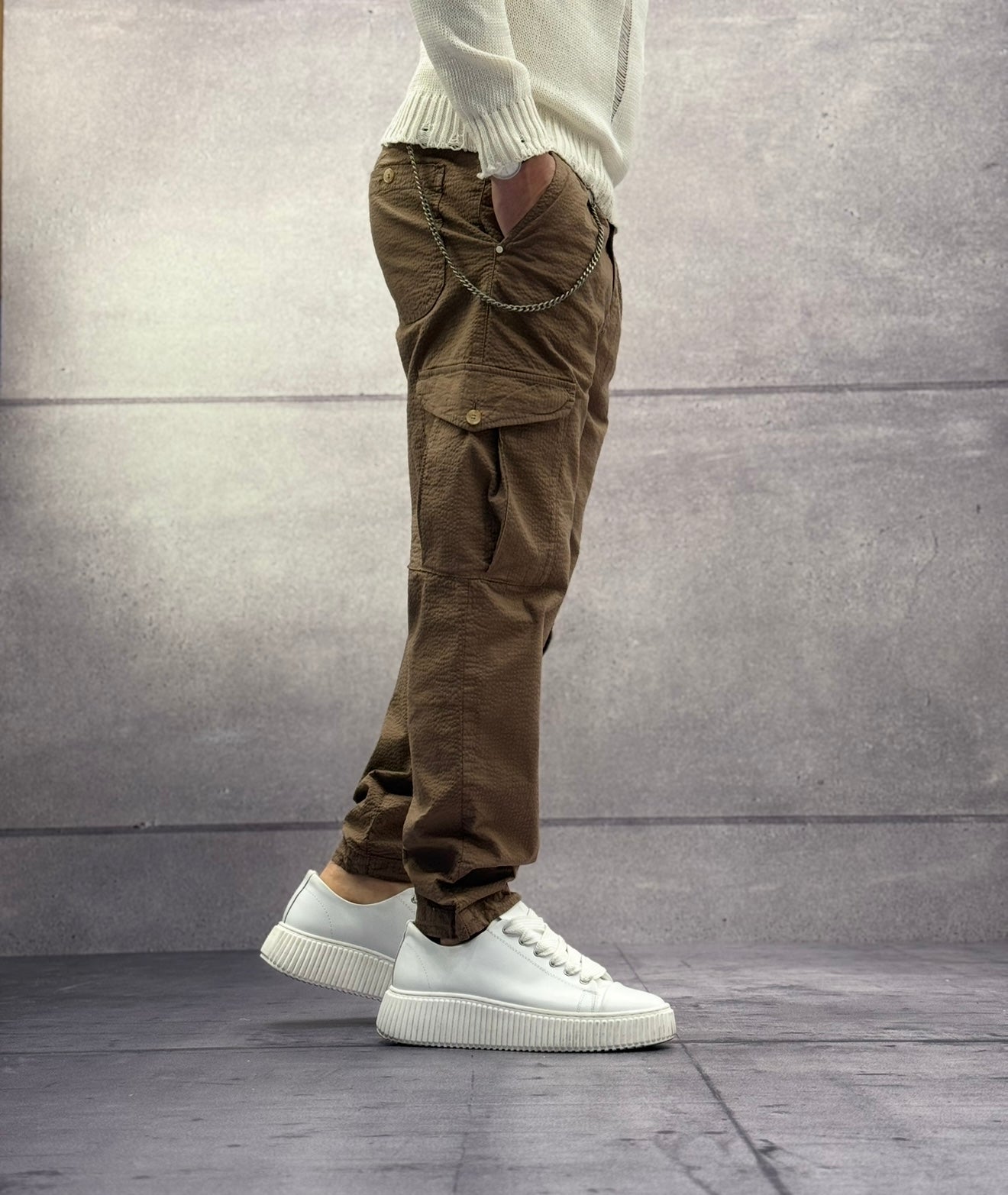 PANTALONE CARGO GOFFRATO - BL.11 - ART. BL2524159 - COL. BISCOTTO