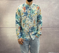 CAMICIA COREANA FANTASIA FLOREALE IN LINO - BERNA - ART. 25125430