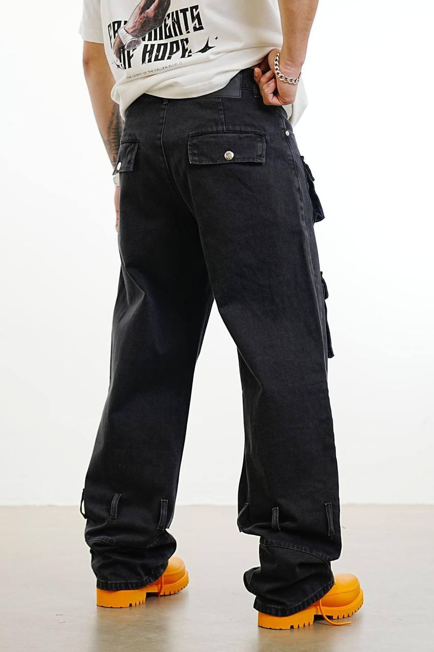 JEANS CARGO TASCONE  - 2Y PREMIUM - ART. ES3191 - COL . NERO DENIM