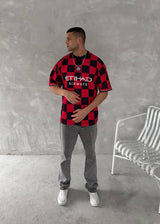 T-SHIRT SCACCHI VINTAGE - HAMEN - ART. MANCHESTER CITY - COL. ROSSO / NERO