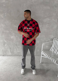 T-SHIRT SCACCHI VINTAGE - HAMEN - ART. MANCHESTER CITY - COL. ROSSO / NERO