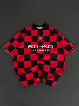T-SHIRT SCACCHI VINTAGE - HAMEN - ART. MANCHESTER CITY - COL. ROSSO / NERO