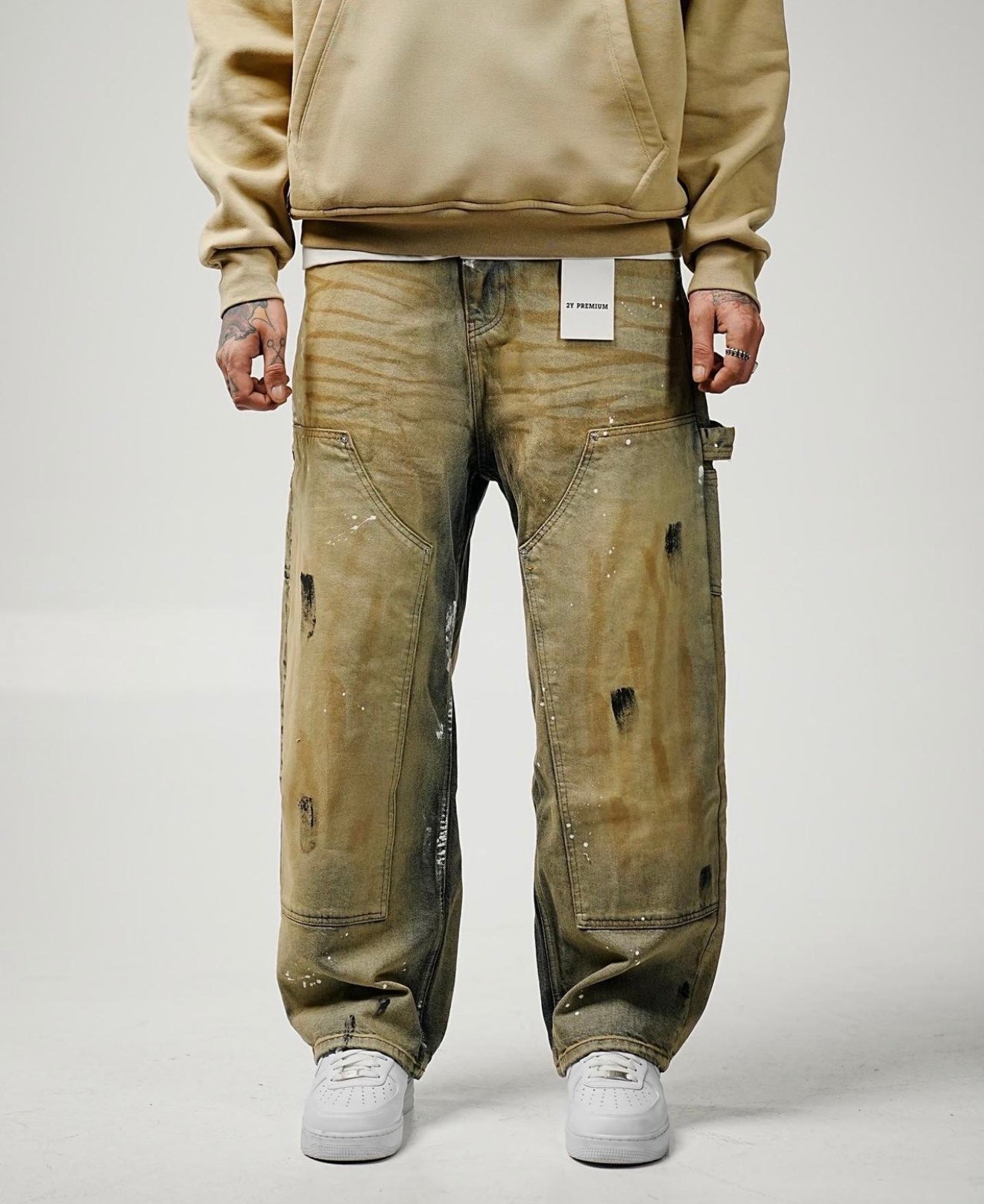 JEANS OVER SCHIZZI - 2Y PREMIUM - ART. B9875 - COL . DENIM SABBIA