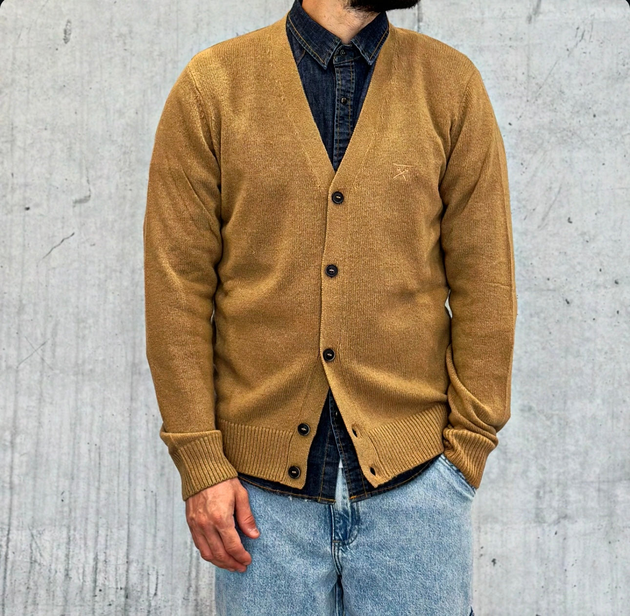 CARDIGAN V LAMBSWOOL - BERNA - *ART. 233030169 - COL. BISCOTTO