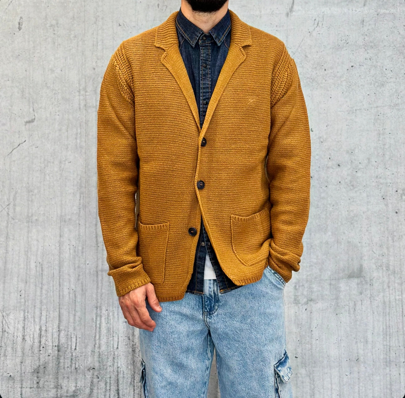 CARDIGAN BLAZER HEAVY GAUGE - BERNA-  *ART. 23303237 - COL. CAMMELLO