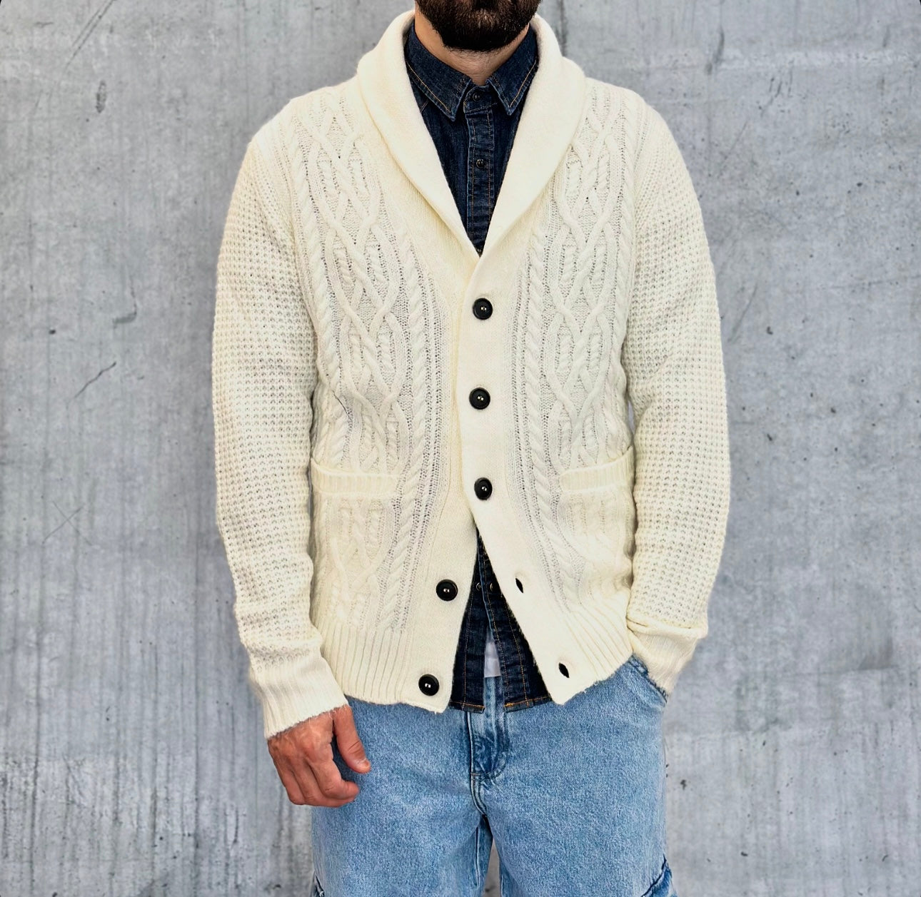 GIACCA MAGLIA COLLO SCIALLATO - BERNA - *ART. 233033173 - COL. ECRU