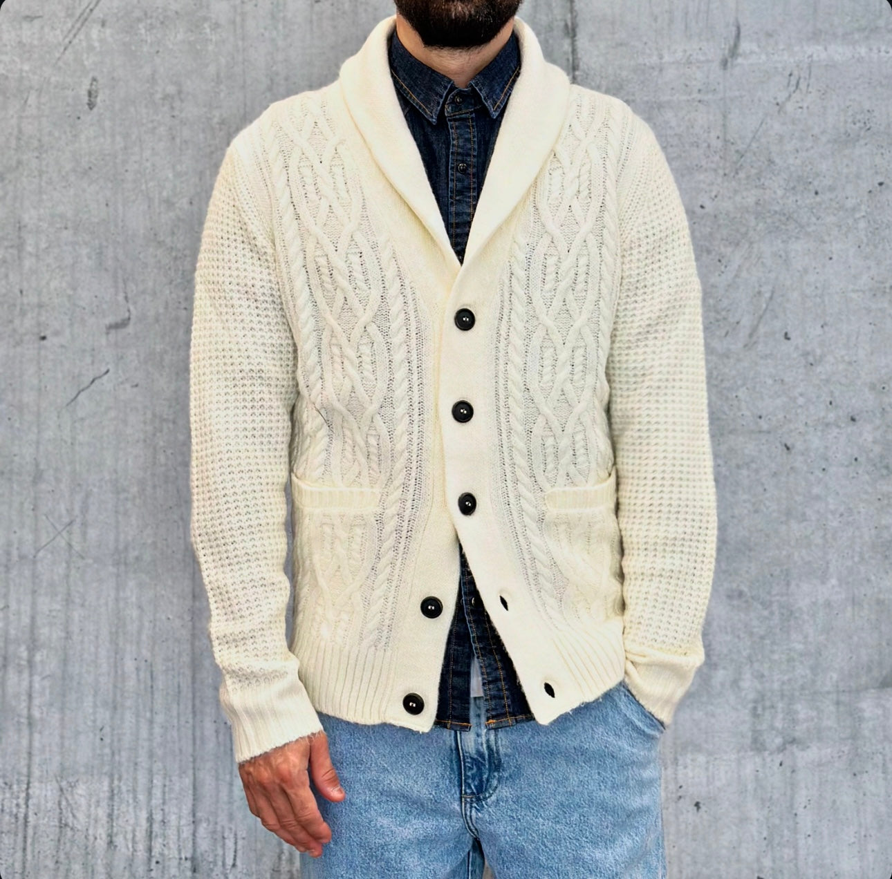 GIACCA MAGLIA COLLO SCIALLATO - BERNA - *ART. 233033173 - COL. ECRU