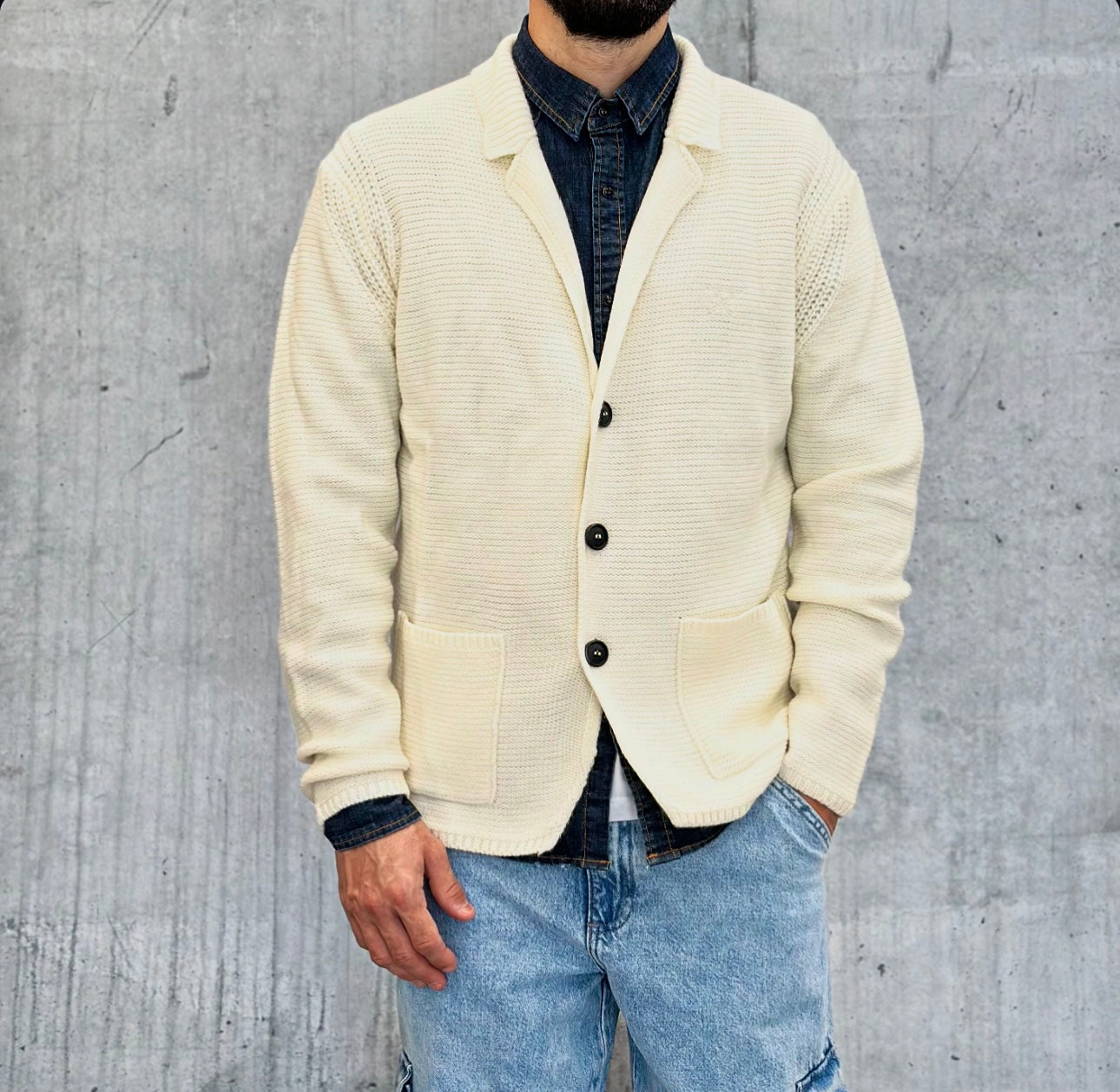 CARDIGAN BLAZER HEAVY GAUGE - BERNA-  *ART. 233032173 - COL. ECRU