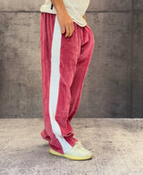 PANTALONE TUTA OVER IN CINIGLIA - MAKE MONEY NOT FRIENDS - *ART. MU210003 - COL. FUCSIA / BIANCO