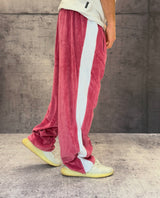 PANTALONE TUTA OVER IN CINIGLIA - MAKE MONEY NOT FRIENDS - *ART. MU210003 - COL. FUCSIA / BIANCO