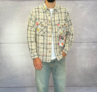 CAMICIA A QUADRI CON SPILLE + ROTTURE - BERNA - ART. 25228030 - COL. BEIGE