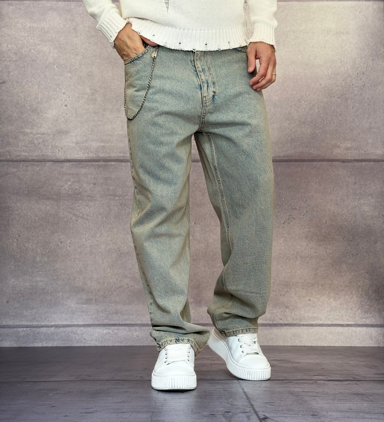 JEANS BAGGY YELLOW TINT - VAMOS - ART. V100 - 02
