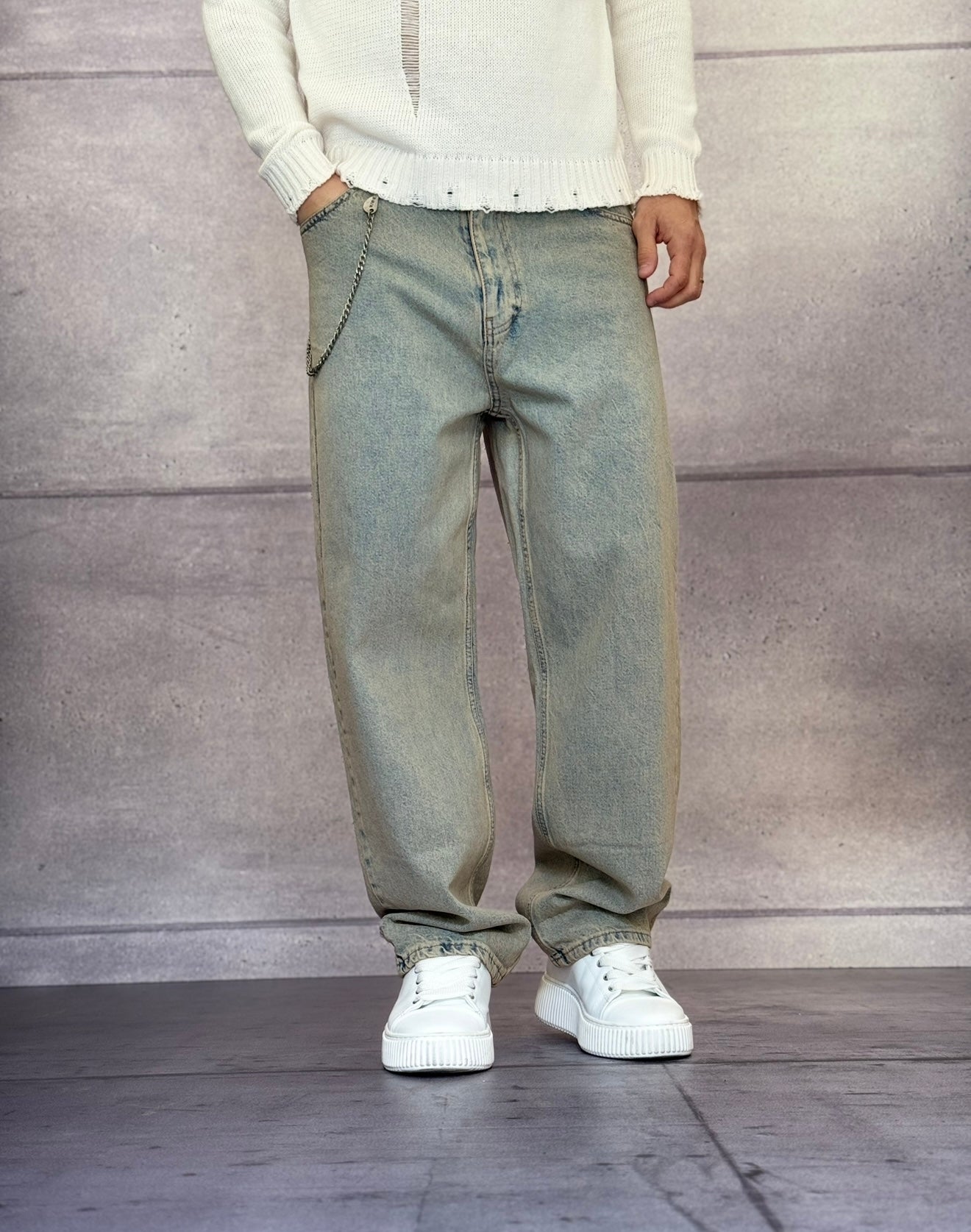 JEANS BAGGY YELLOW TINT - VAMOS - ART. V100 - 02