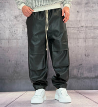 PANTALACCIO TASCONE CARGO EFFETTO PELLE - ART. MORATA 1 - HAMEN - COL. NERO