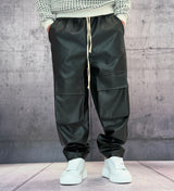 PANTALACCIO TASCONE CARGO EFFETTO PELLE - ART. MORATA 1 - HAMEN - COL. NERO