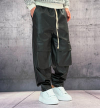 PANTALACCIO TASCONE CARGO EFFETTO PELLE - ART. MORATA 1 - HAMEN - COL. NERO