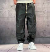 PANTALACCIO TASCONE CARGO EFFETTO PELLE - ART. MORATA 1 - HAMEN - COL. NERO