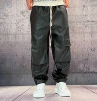PANTALACCIO TASCONE CARGO EFFETTO PELLE - ART. MORATA 1 - HAMEN - COL. NERO