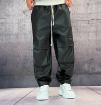 PANTALACCIO TASCONE CARGO EFFETTO PELLE - ART. MORATA 1 - HAMEN - COL. NERO