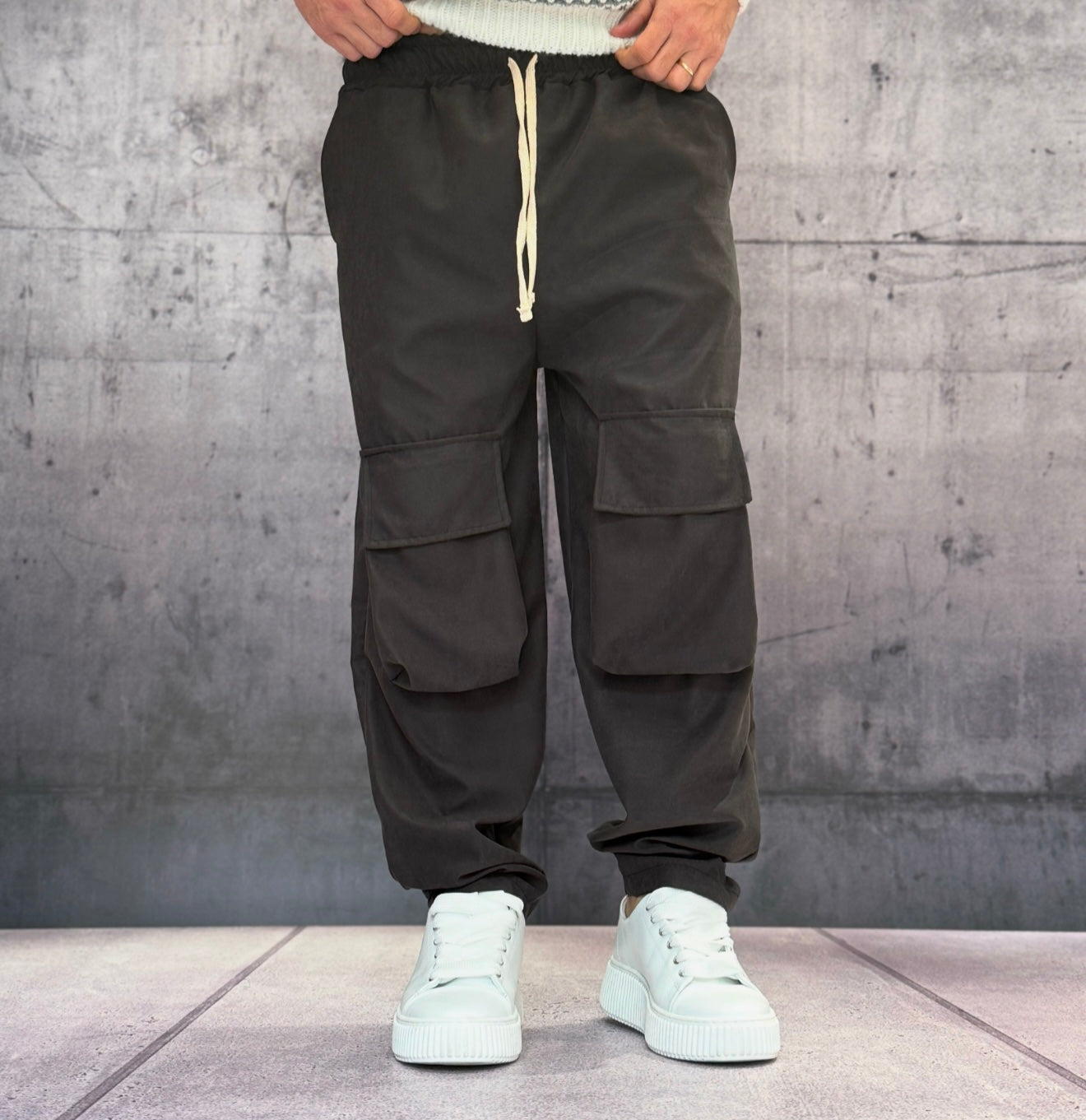 PANTALACCIO TASCONE CARGO EFFETTO SCAMOSCIATO - ART. MORATA 3 - HAMEN - COL. NERO