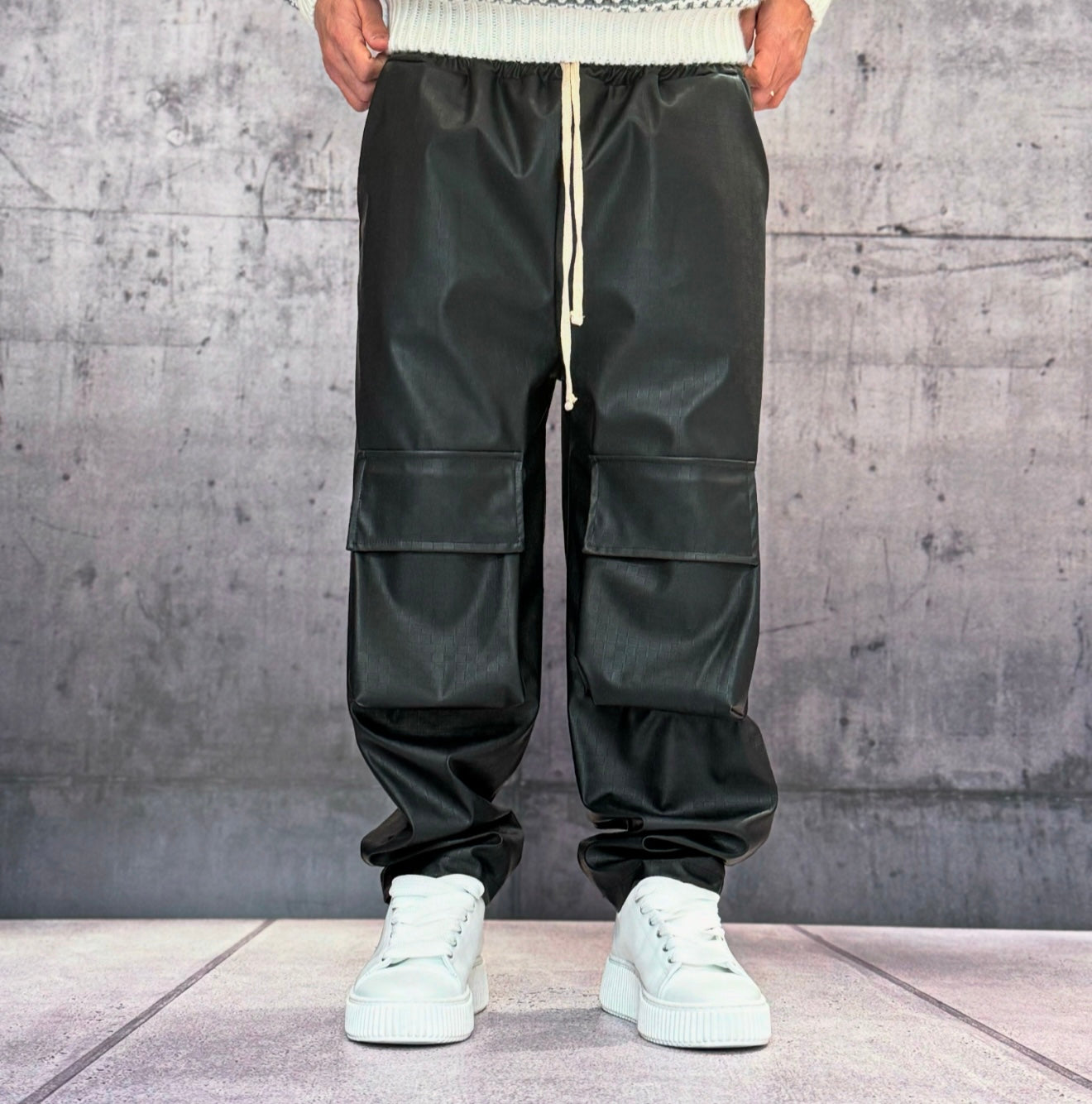 PANTALACCIO TASCONE CARGO EFFETTO MARTELLATO - ART. MORATA 2 - HAMEN - COL. NERO