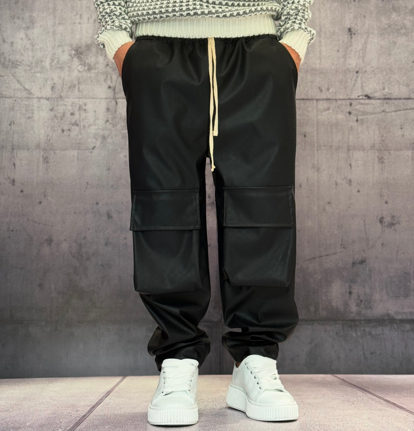 PANTALACCIO TASCONE CARGO EFFETTO MARTELLATO - ART. MORATA 2 - HAMEN - COL. NERO