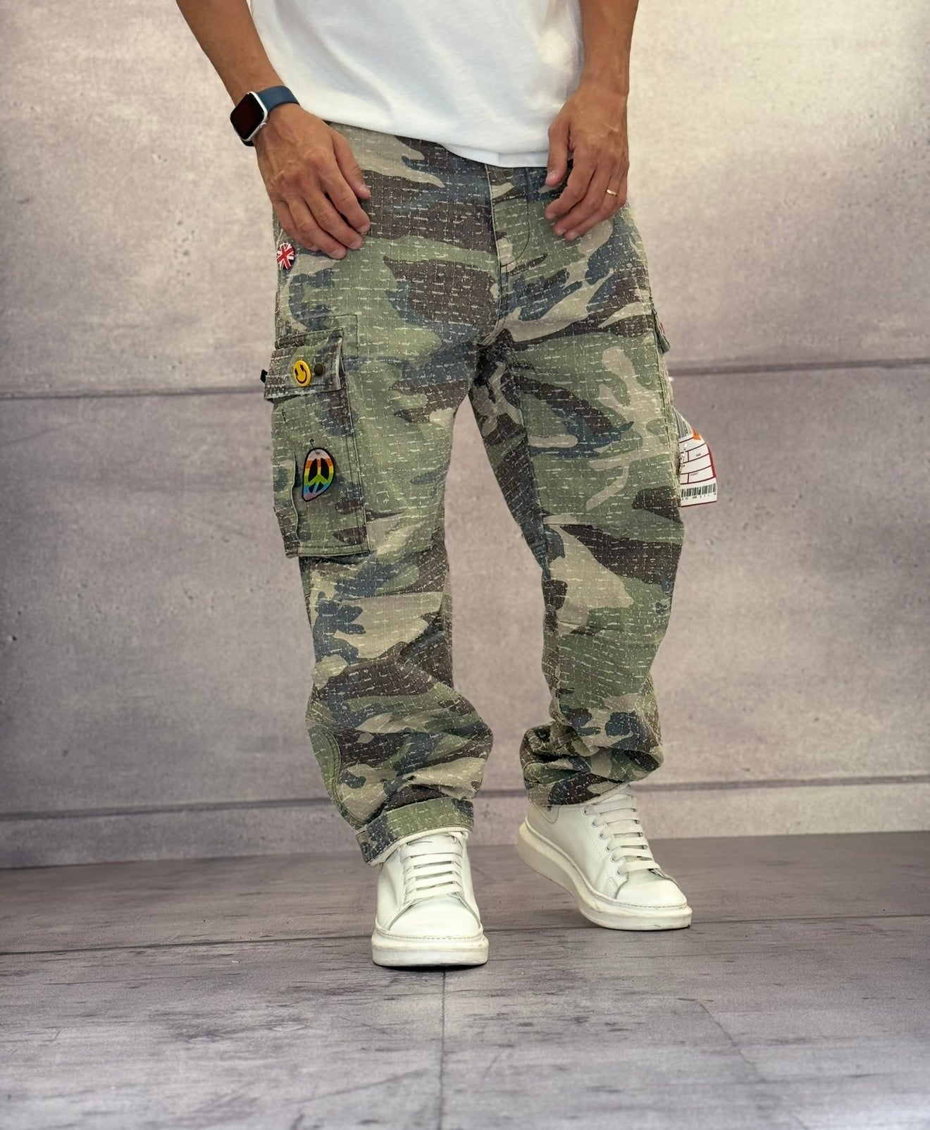 PANTALONE CARGO CON SPILLE - BERNA - ART. 25230130 - CAMOUFLAGE