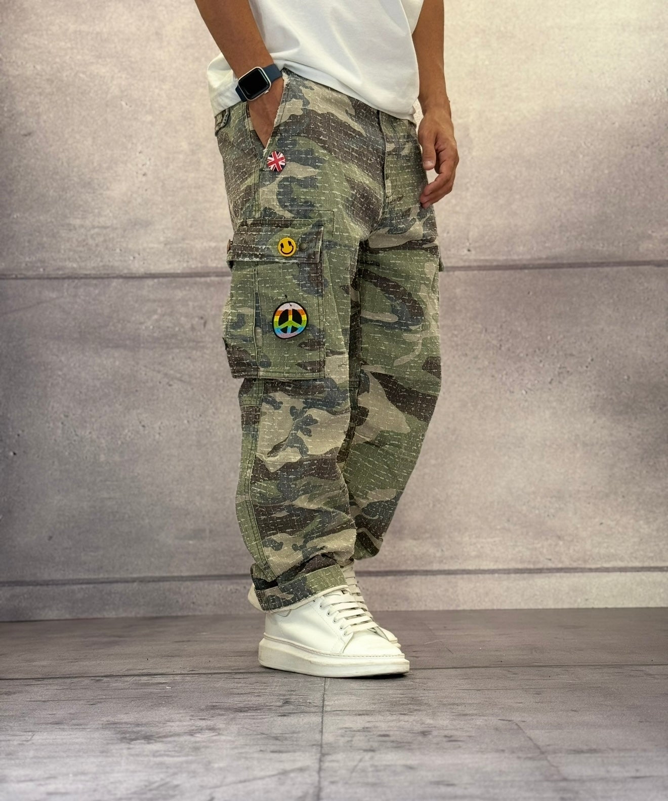 PANTALONE CARGO CON SPILLE - BERNA - ART. 25230130 - CAMOUFLAGE