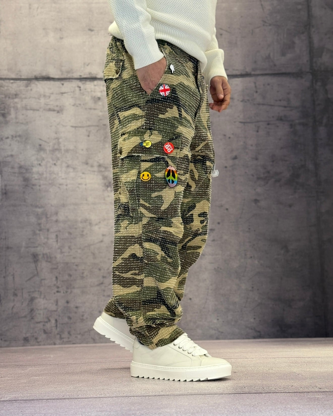 PANTALONE CARGO CON SPILLE - BERNA - ART. 25230130 - CAMOUFLAGE