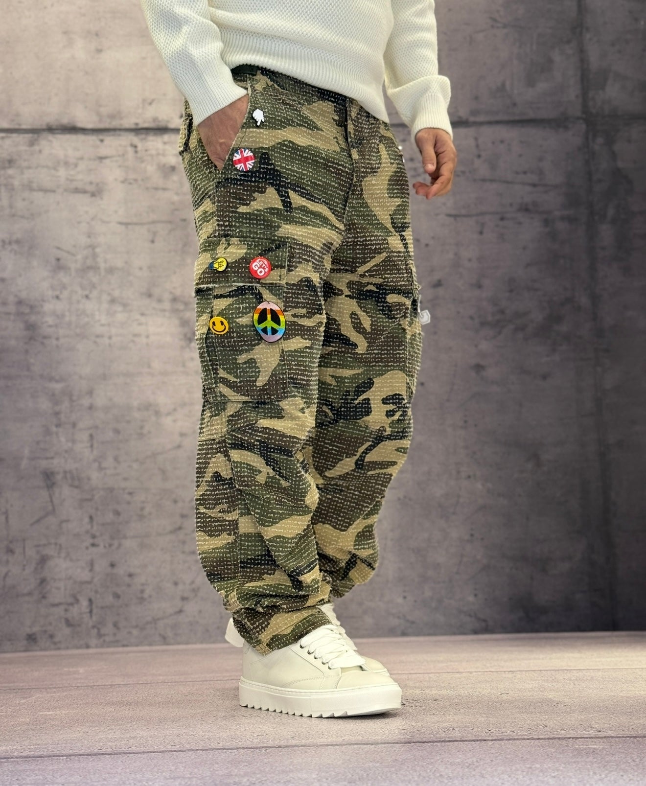 PANTALONE CARGO CON SPILLE - BERNA - ART. 25230130 - CAMOUFLAGE