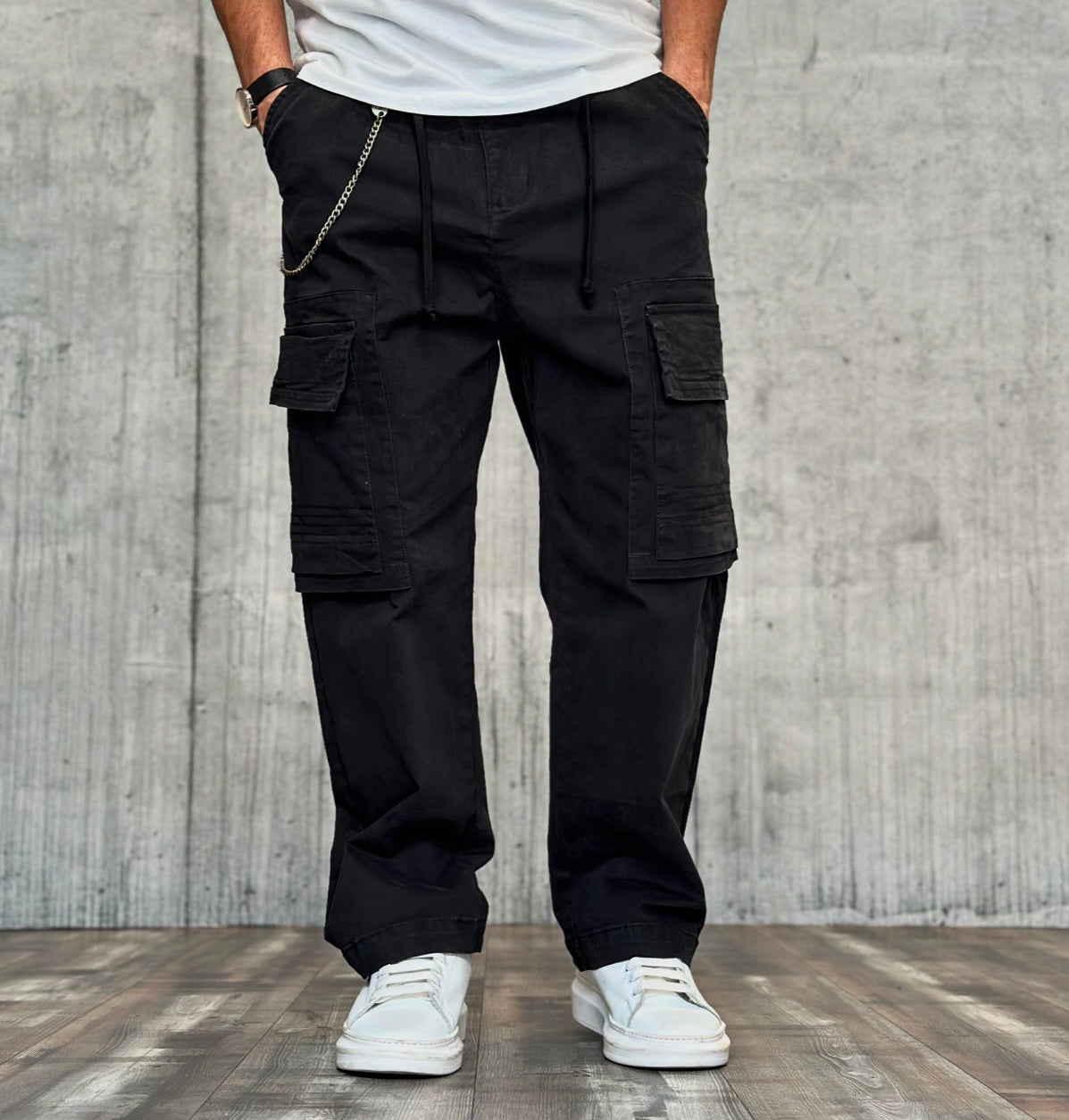 PANTALACCIO CON COULISSE CARGO TASCONE - BERNA - ART. 2460331 - COL. NERO