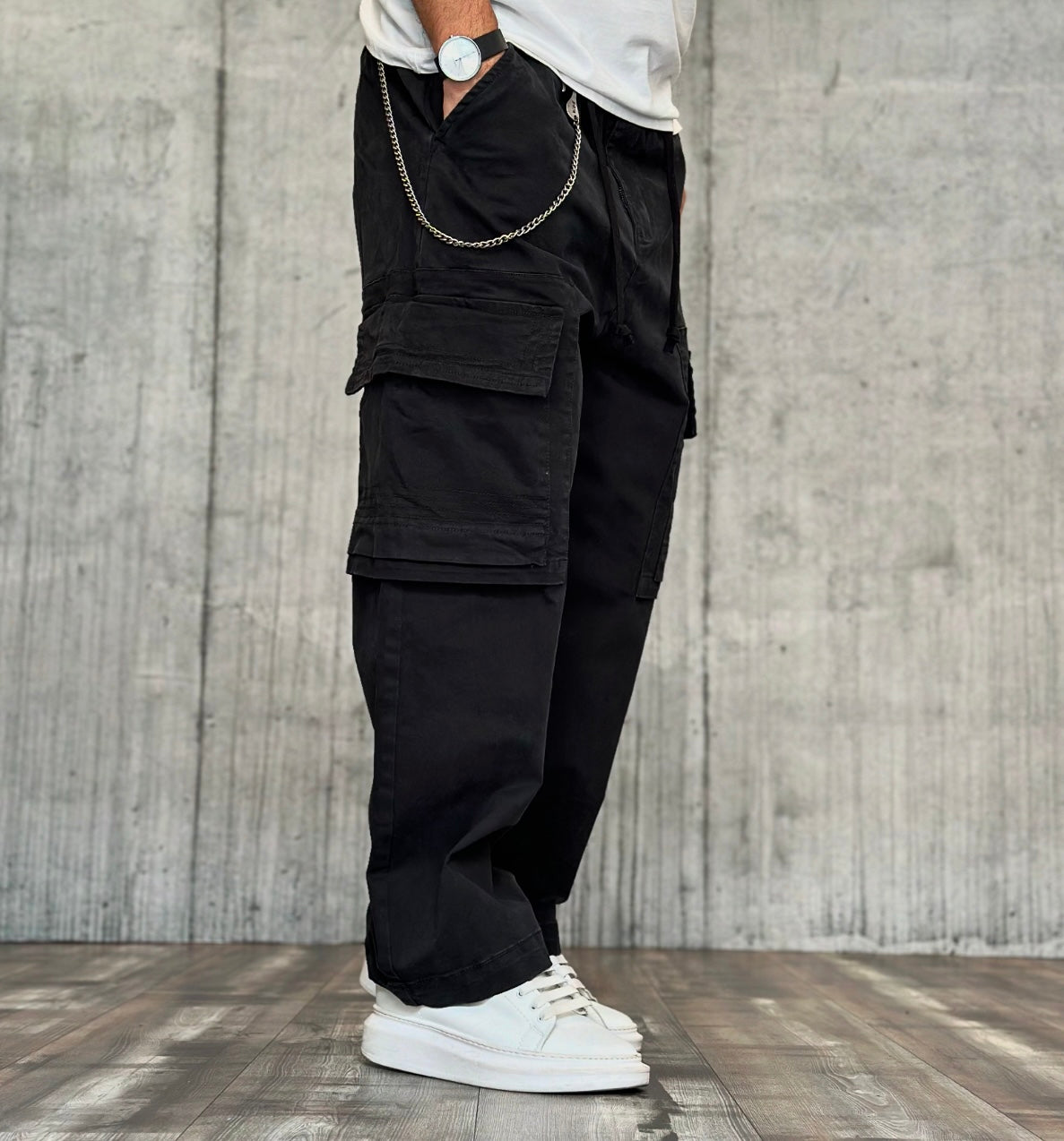 PANTALACCIO CON COULISSE CARGO TASCONE - BERNA - ART. 2460331 - COL. NERO