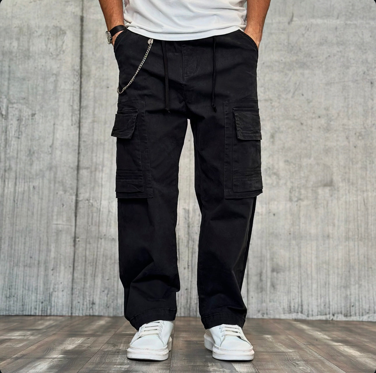 PANTALACCIO CON COULISSE CARGO TASCONE - BERNA - ART. 2460331 - COL. NERO