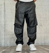 PANTALONE TECNICO TASCONATO EFFETTO PELLE - WHY NOT BRAND - ART. PL-43 - COL. NERO