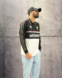 POLO MANICA LUNGA BANDA ONIKA - KAPPA - ART. 371Z4CW - COL . Black-white - red racing (R30)
