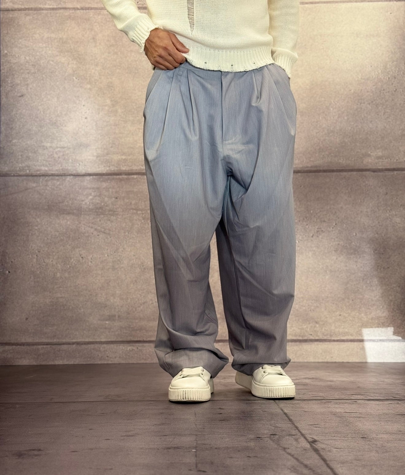 PANTALONE BAGGY AMPI CON PINCE - IMPERIAL - ART. PE5NJCS - GRIGIO CHIARO