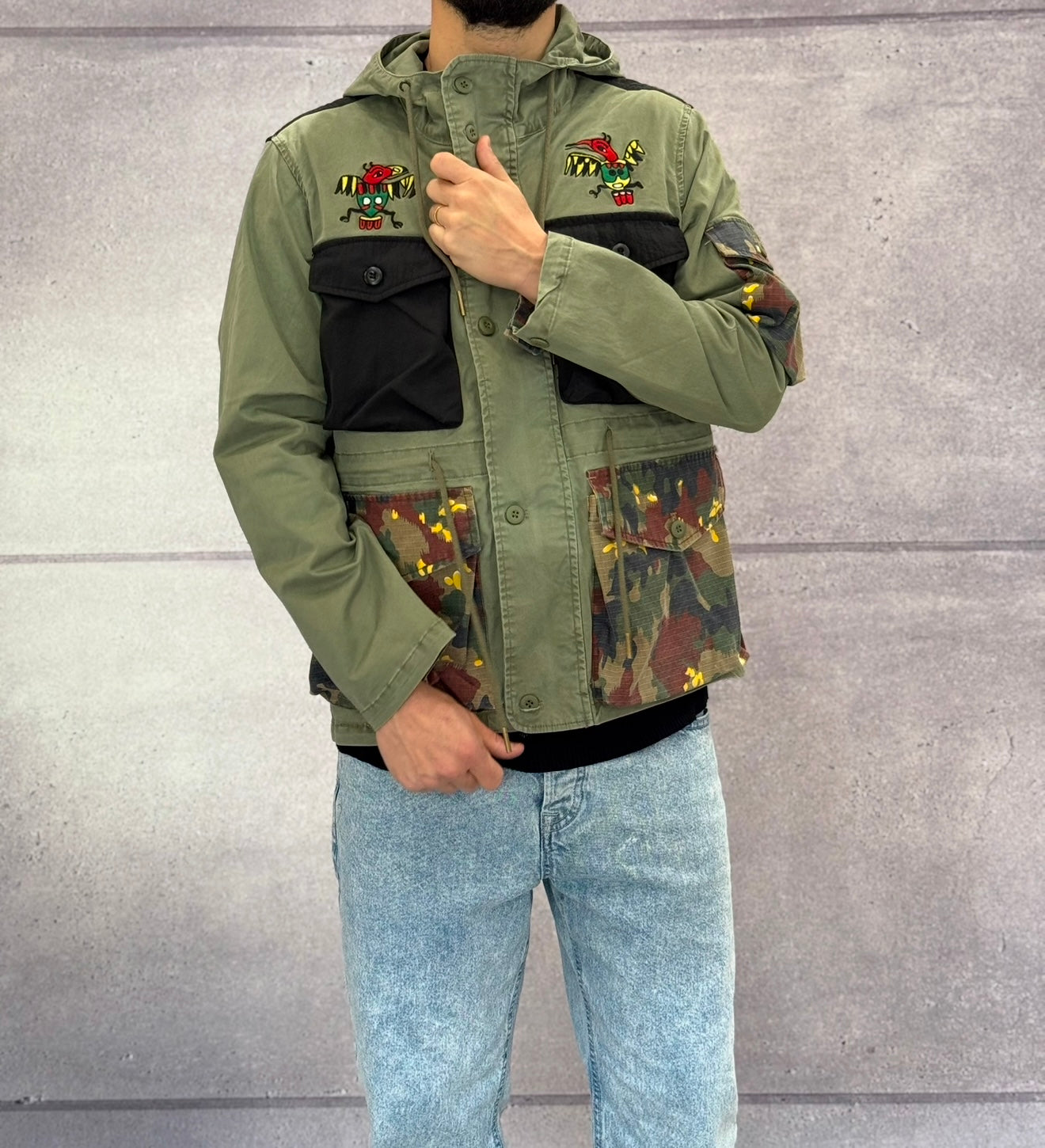GIACCA CON CAPPUCCIO + PATCH - BERNA - ART. 25124330 - COL. VERDE MILITARE
