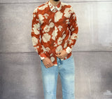 CAMICIA CON COLLETTO FANTASIA FLOREALE - IMPERIAL - ART. C8726004 - COL. BRICK