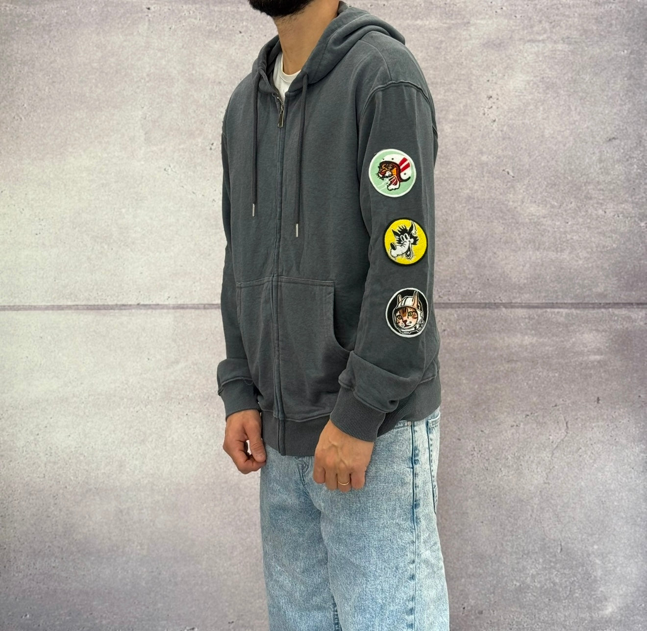 FELPA FULL ZIP PATCH CON CAPPUCIO - BERNA -  ART. 251239