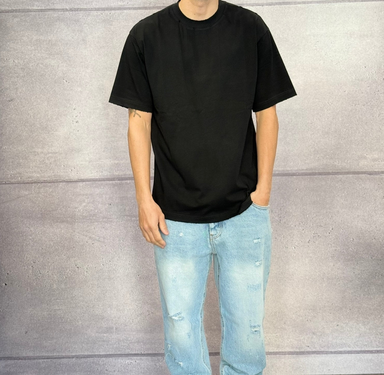 T-SHIRT COLLO TONDO CON ROTTURE - IMPERIAL - ART. T750232309 - COL. NERO