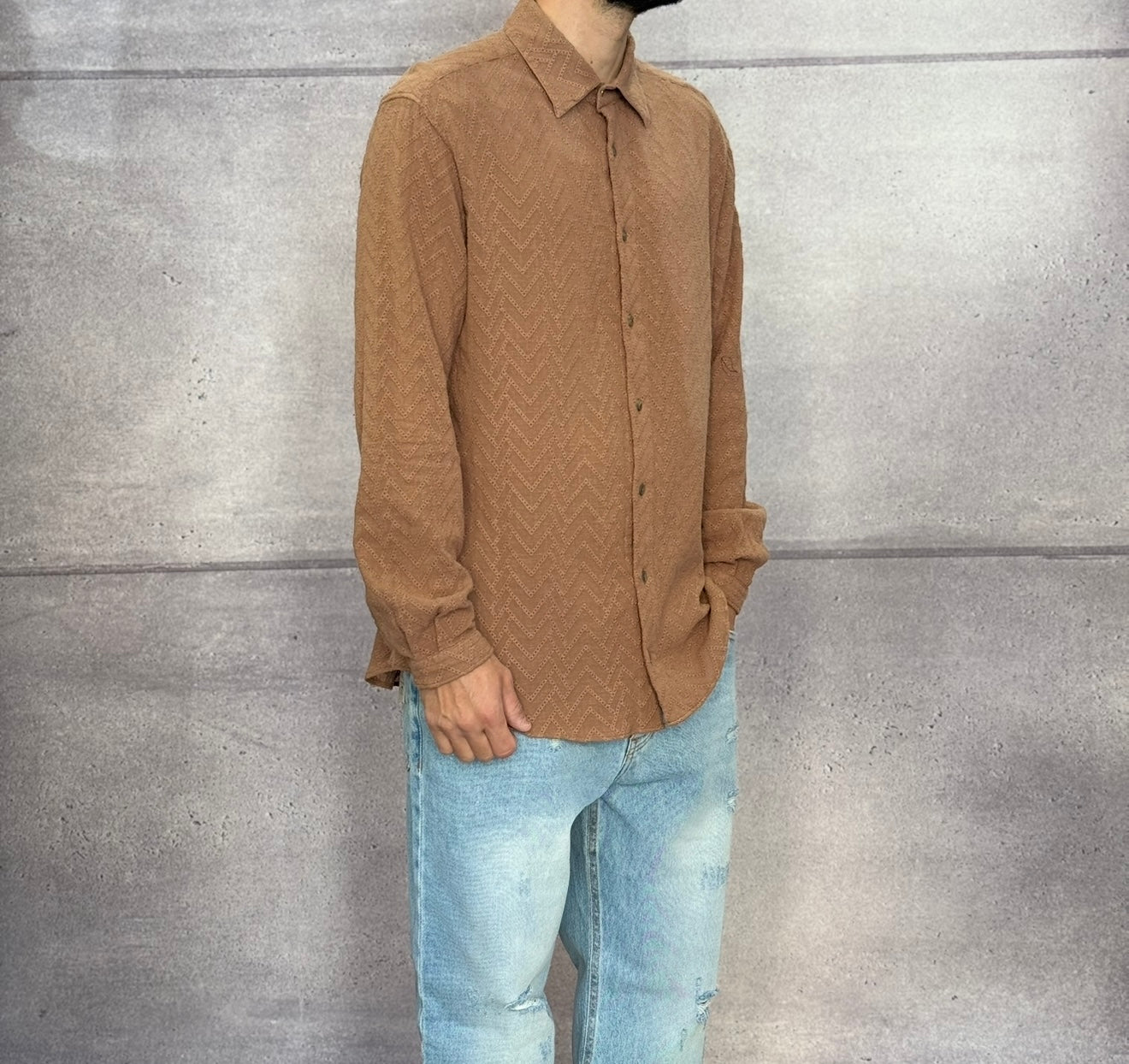 CAMICIA A TRAMA LAVORATA - BERNA - ART. 251123250 - COL. TERRA