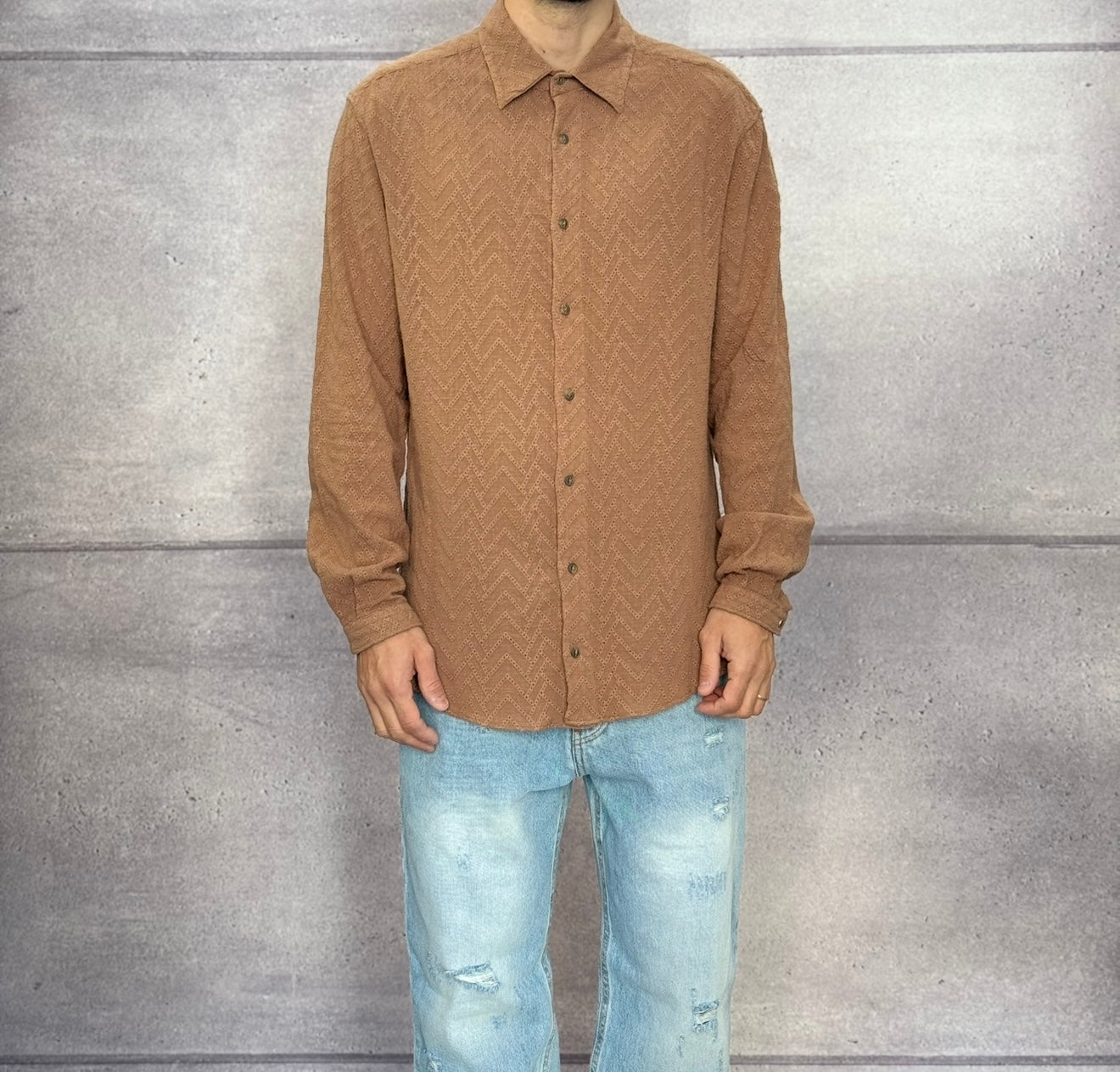 CAMICIA A TRAMA LAVORATA - BERNA - ART. 251123250 - COL. TERRA