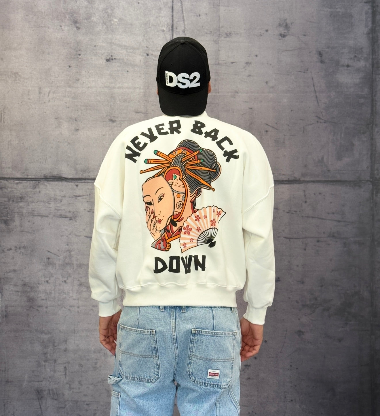 FELPA GIROCOLLO NEVER BACK DOWN - BERNA - ART. 252202128 - COL. PANNA