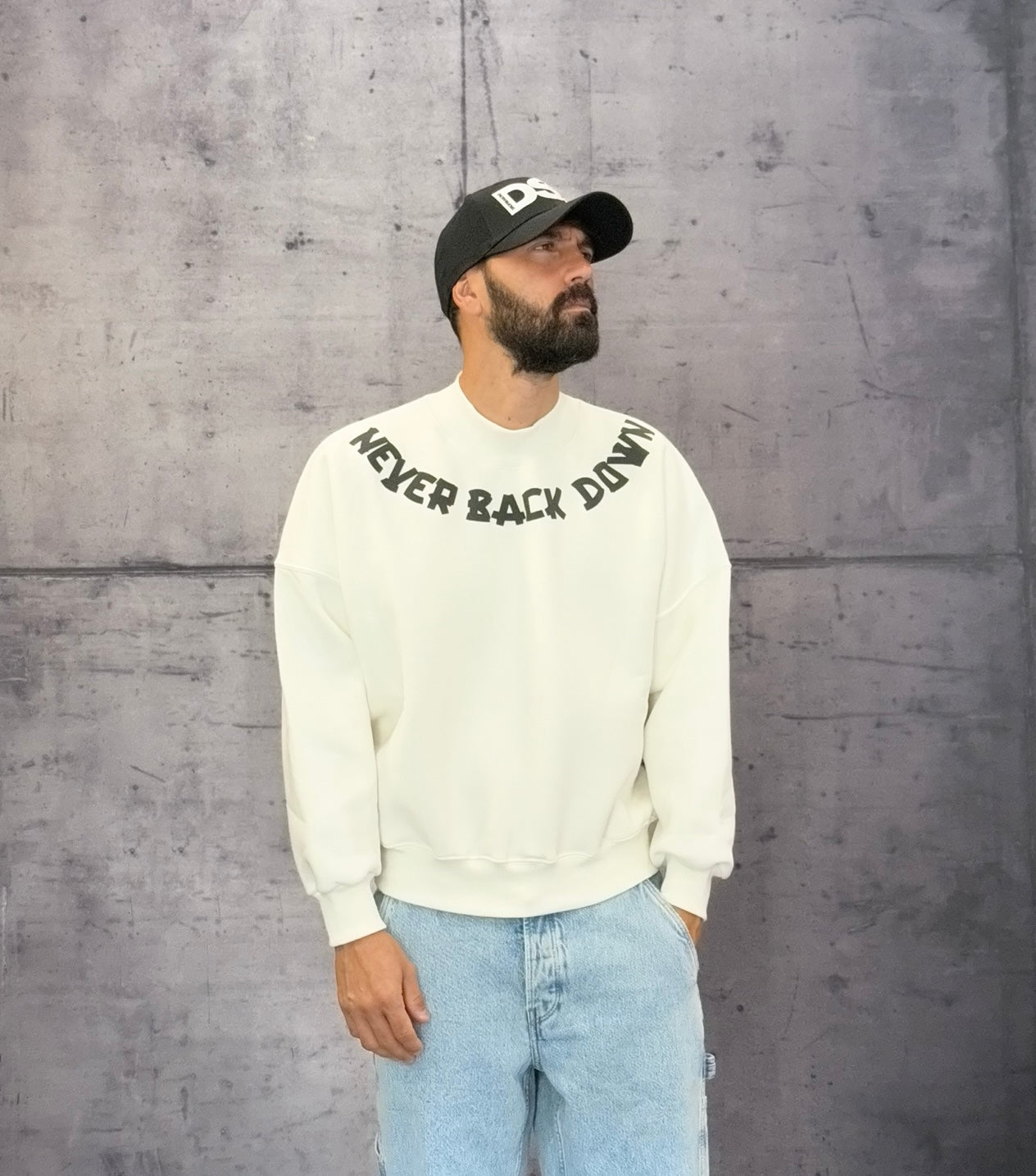 FELPA GIROCOLLO NEVER BACK DOWN - BERNA - ART. 252202128 - COL. PANNA