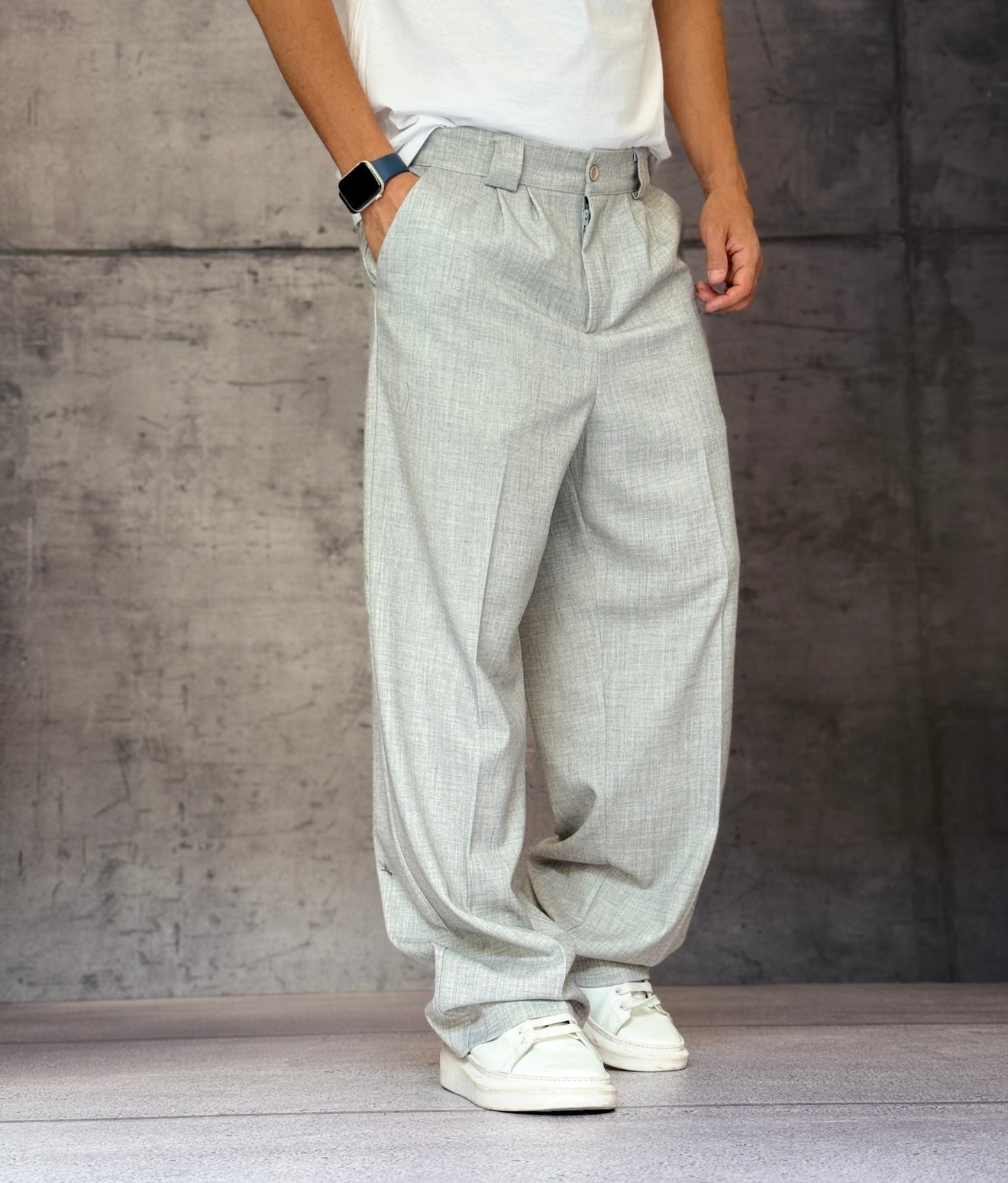 PANTALONE CON ELASTICO IN VITA - NEW JOB BRAND - ART. 52 DANY - COL. GRIGIO MELANGE